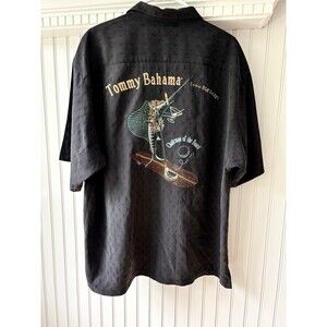 VTG Tommy Bahama Hawaiian Shirt Sz L - " Chairman Of The Board" Embroidered Silk